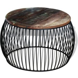 Masă de cafea rotundă, lemn reciclat de esență tare, 68x43 cm - Img 2