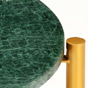 Masă de cafea verde 60x60x35 cm piatră naturală aspect marmură - Img 4
