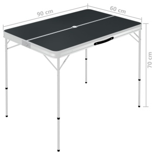 Masă de camping pliabilă cu 2 bănci, gri, aluminiu - Img 6