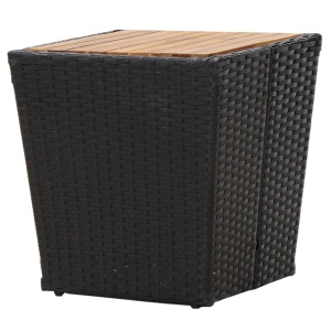 Masă de ceai negru 41,5x41,5x43 cm poliratan lemn masiv acacia - Img 3