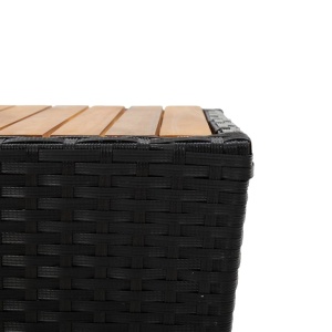 Masă de ceai negru 41,5x41,5x43 cm poliratan lemn masiv acacia - Img 6