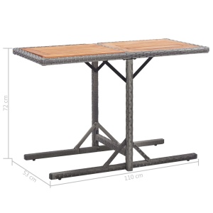 Masă de grădină, antracit, poliratan și lemn masiv de acacia - Img 5