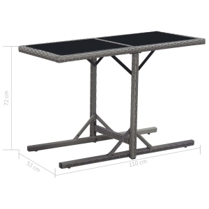 Masă de grădină, negru, 110 x 53 x 72 cm, sticlă și poliratan - Img 5