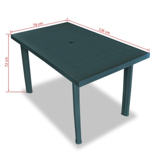 Masă de grădină, verde, 126 x 76 x 72 cm, plastic - Img 5