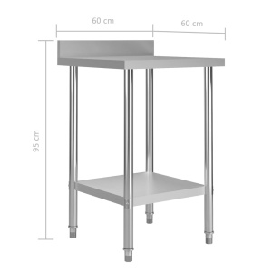Masă de lucru bucătărie bordură antistropire 60x60x93 cm oțel - Img 6