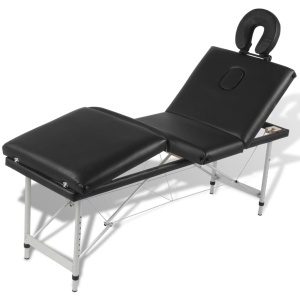 Masă de masaj pliabilă 4 părți cadru din aluminiu Negru - Img 5