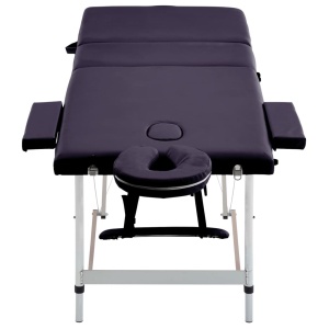 Masă de masaj pliabilă cu 3 zone, violet vin, aluminiu - Img 4
