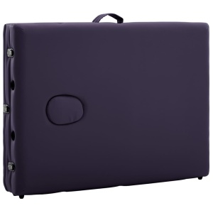 Masă de masaj pliabilă cu 3 zone, violet vin, aluminiu - Img 6
