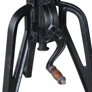 Masă laterală din lemn reciclat solid, cadru fier, 60x(42-63)cm - Img 10