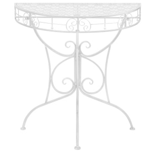 Masă laterală tip vintage argintiu 72x36x74 cm metal semirotund - Img 2