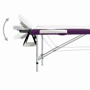 Masă pliabilă de masaj, 2 zone, alb și violet, aluminiu - Img 4