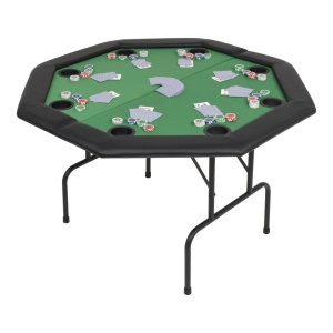 Masă poker pliabilă in două părți, 8 jucători, octogonal, Verde