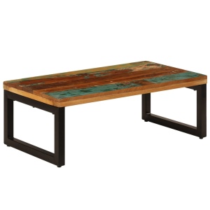 Măsuță de cafea, 110x50x35 cm, lemn masiv reciclat și oțel