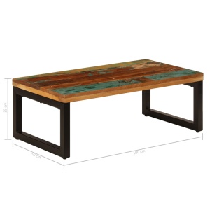 Măsuță de cafea, 110x50x35 cm, lemn masiv reciclat și oțel - Img 7