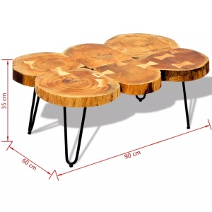 Măsuță de cafea, 35 cm, 6 butuci, lemn masiv de sheesham - Img 9