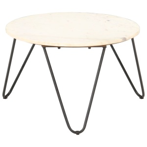 Măsuță de cafea alb 65x65x42 cm piatră naturală aspect marmură - Img 6