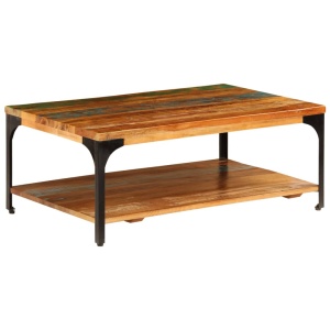 Măsuță de cafea cu raft, 100 x 60 x 35 cm, lemn masiv reciclat - Img 9