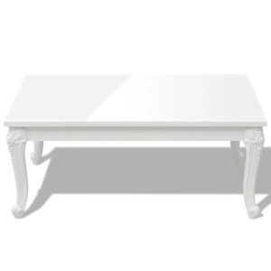 Măsuță de cafea din fibră de sticlă lucioasă 100x60x42 cm albă - Img 3
