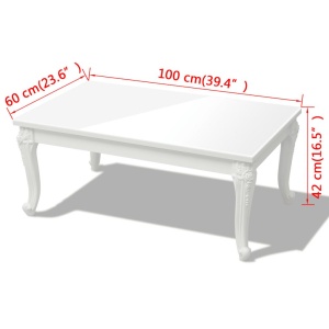 Măsuță de cafea din fibră de sticlă lucioasă 100x60x42 cm albă - Img 5