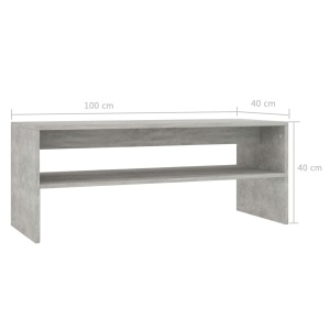 Măsuță de cafea, gri beton, 100x40x40 cm, PAL - Img 5
