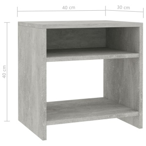 Noptiere, 2 buc., gri beton, 40 x 30 x 40 cm, PAL - Img 5