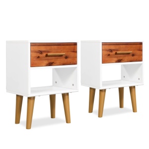 Noptiere din lemn masiv de acacia, 2 buc, 40 x 30 x 45 cm