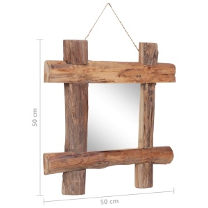 Oglindă cu ramă bușteni, natural, 50x50 cm, lemn masiv reciclat - Img 9