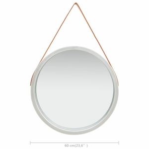 Oglindă de perete cu o curea, 60 cm, argintiu - Img 5