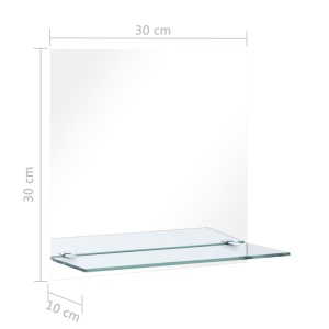 Oglindă de perete cu raft, 30 x 30 cm, sticlă securizată - Img 5