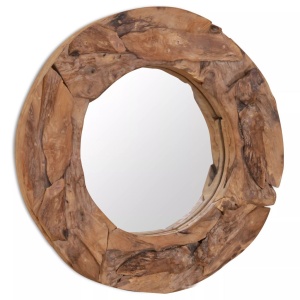 Oglindă decorativă Lemn de tec 60 cm Rotundă - Img 8