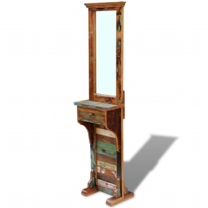Oglindă pentru hol, lemn reciclat solid, 47 x 23 x 180 cm - Img 3