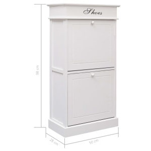 Pantofar, alb, 50x28x98 cm, lemn de paulownia - Img 6