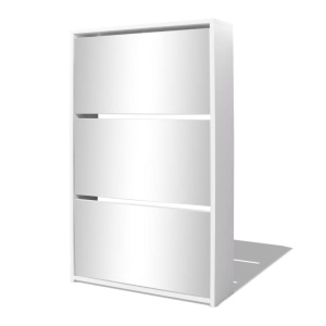 Pantofar cu oglindă și 3 niveluri, alb, 63 x 17 x 102,5 cm - Img 2