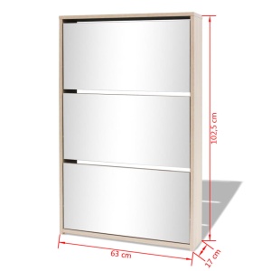 Pantofar cu oglindă și 3 niveluri, stejar, 63 x 17 x 102,5 cm - Img 5