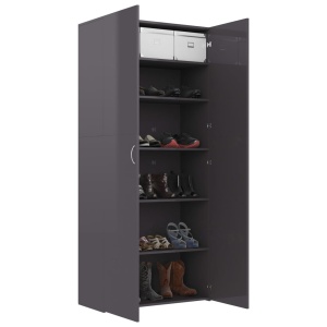 Pantofar, gri foarte lucios, 80 x 35,5 x 180 cm, PAL - Img 4
