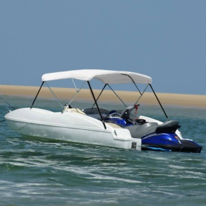Parasolar barcă Bimini cu 3 arcuri, alb, 183 x 196 x 140 cm - Img 2