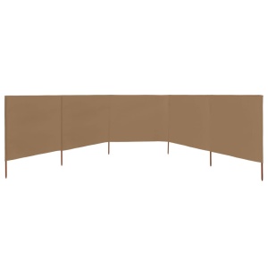 Paravan anti-vânt cu 5 panouri, gri taupe, 600 x 80 cm, textil - Img 3