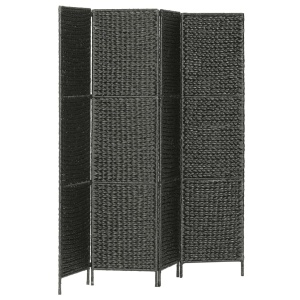 Paravan cameră cu 4 panouri, negru, 154x160 cm, zambilă de apă - Img 3