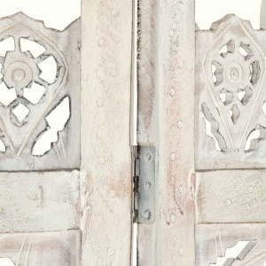 Paravan cameră sculptat manual 4 panouri alb 160x165 cm mango - Img 4