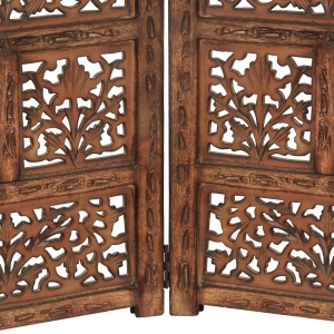 Paravan cameră sculptat manual 4 panouri maro 160x165 cm mango - Img 4
