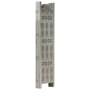 Paravan cameră sculptat manual 5 panouri gri 200x165 cm mango - Img 2