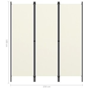 Paravan de cameră cu 3 panouri, alb crem, 150 x 180 cm - Img 5