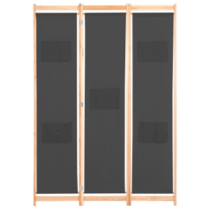 Paravan de cameră cu 3 panouri, gri, 120x170x4 cm, textil - Img 2