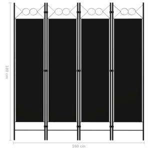 Paravan de cameră cu 4 panouri, negru, 160 x 180 cm - Img 5