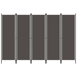 Paravan de cameră cu 5 panouri, antracit, 250 x 180 cm