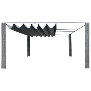 Pavilion acoperiș glisant gri antracit 400x400x200 cm poliratan - Img 2
