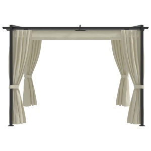 Pavilion cu draperii, crem, 3 x 3 m, oțel - Img 2