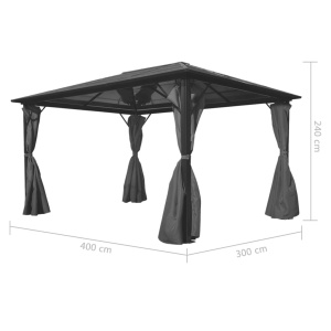 Pavilion cu perdea, antracit, 400 x 300 cm, aluminiu - Img 5