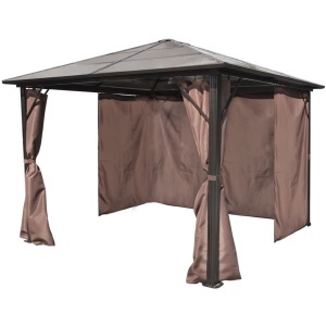 Pavilion cu perdea, maro, aluminiu, 300 x 300 cm - Img 3
