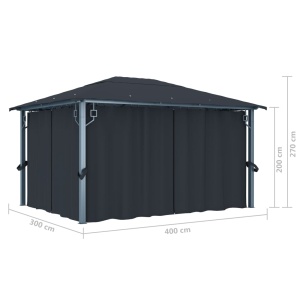 Pavilion cu perdele, antracit, 400 x 300 cm, aluminiu - Img 10